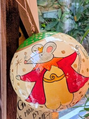 Indian hand-painted, papier-mâché laquer “Mouse King” ornament Creside Company